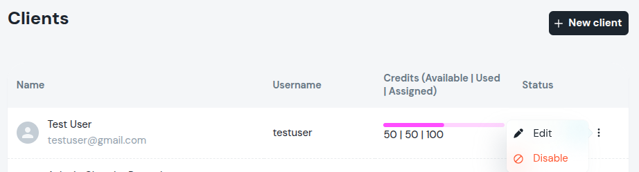 Edit Client