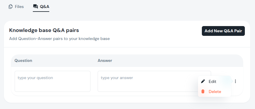 Questions &amp; Answer Pair Edit Page