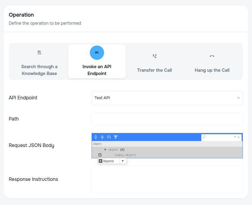 Action Operation API