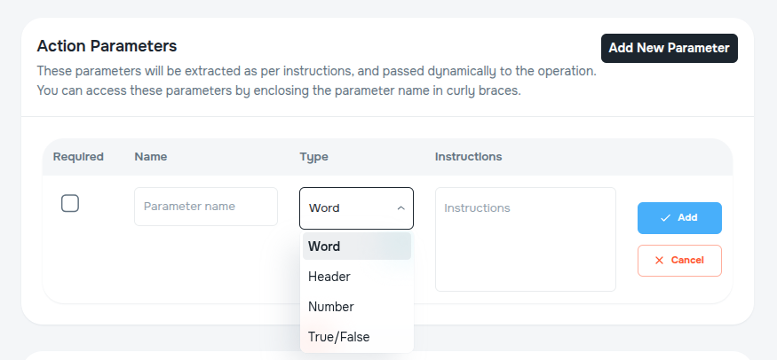 Action Parameters