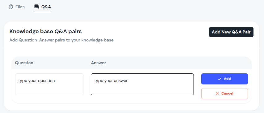 Questions &amp; Answer Pair Create Page